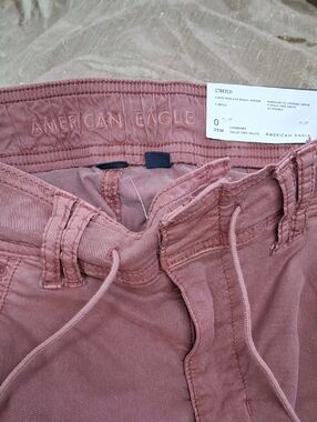 American Eagle Dusty Rose Drawstring Cotton Baggy Jogger Pants Size 0.